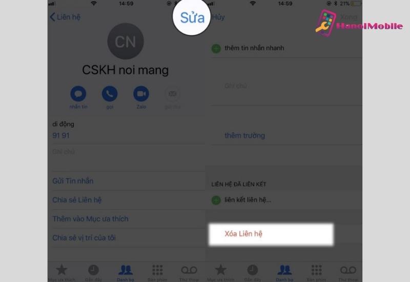 Cách xóa danh bạ trên iPhone từng số liên lạc